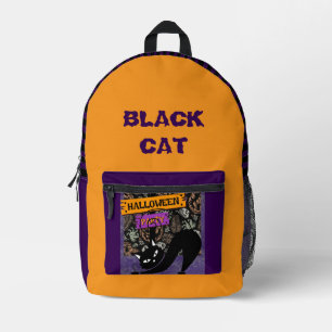 Halloween-Party, schwarze Katze, modern, trendig b Bedruckter Rucksack