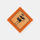 Halloween-Party-Schwarze Katze und Fledermaus Serviette (Ecke)