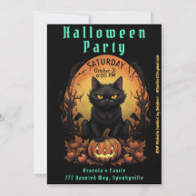 Halloween-Party | Schwarze Katze und Pumpkin Einla