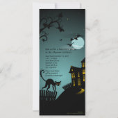 Halloween-Party-schwarze Katzen-Spuk Haus-Blau Einladung (Rückseite)