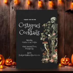 Halloween-Party Schwarze Kostüme & Cocktails Blume Einladung