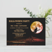 Halloween-Party Schwarze Nacht Vollmond Beängstige Einladung (Stehend Vorderseite)