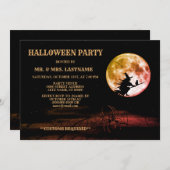 Halloween-Party Schwarze Nacht Vollmond Beängstige Einladung (Vorne/Hinten)
