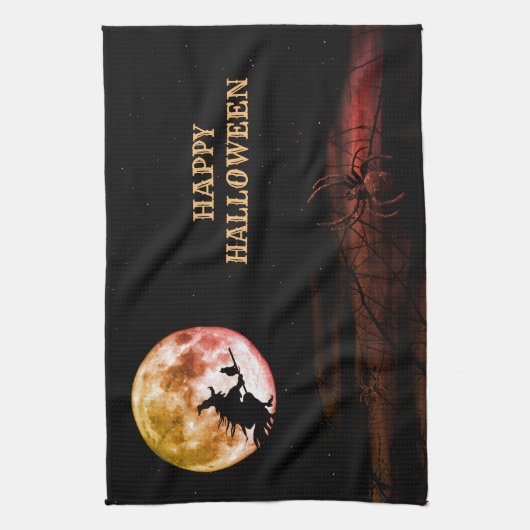 Halloween-Party Schwarze Nacht Vollmond Beängstige Geschirrtuch (Vertikal)