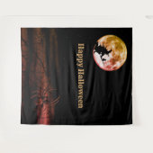 Halloween-Party Schwarze Nacht Vollmond Beängstige Wandteppich (Vorderseite (Horizontal))