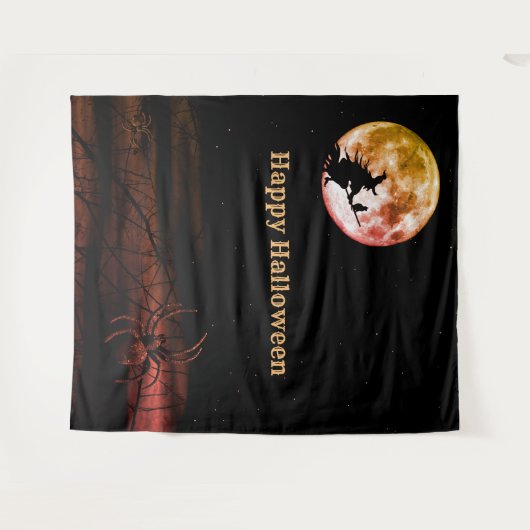 Halloween-Party Schwarze Nacht Vollmond Beängstige Wandteppich (Vorderseite (Horizontal))