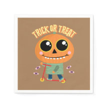 Halloween-Party Serviette, Kürbis auf Roller