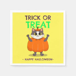 Halloween-Party-Servietten, Katzenkürbis Serviette