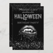 Halloween Party Silver Glitzer Einladung (Vorne/Hinten)