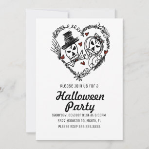 Halloween-Party Skeleton Couples Illustration Einladung