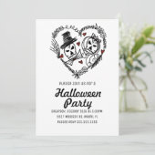 Halloween-Party Skeleton Couples Illustration Einladung (Stehend Vorderseite)