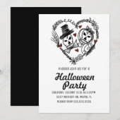 Halloween-Party Skeleton Couples Illustration Einladung (Vorne/Hinten)