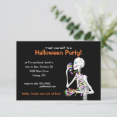 Halloween-Party Skeleton Einladung (Stehend Vorderseite)