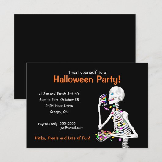 Halloween-Party Skeleton Einladung (Vorne/Hinten)