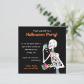 Halloween-Party Skeleton Einladung (Stehend Vorderseite)
