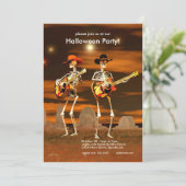 Halloween-Party Skeleton Musicians Einladung (Stehend Vorderseite)