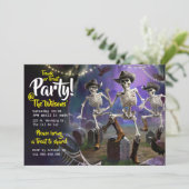 Halloween-Party, Skelette, Rumpf oder Leckerei Einladung (Stehend Vorderseite)