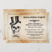 Halloween-Party Skull Top Hat Bow Krawatte Spook E Einladung (Vorne/Hinten)
