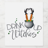 Halloween-Party Spaß Girls trinken Hexen Label Weinetikett (Einzelnes Label)