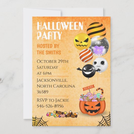 Halloween-Party Spaß Kinder und Erwachsene Einladung (Vorderseite)