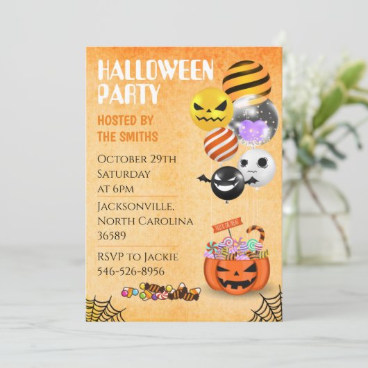 Halloween-Party Spaß Kinder und Erwachsene Einladung (Stehend Vorderseite)