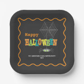 Halloween-Party Spider farbenfrohe Typografie Pappteller (Vorderseite)