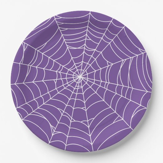Halloween Party, Spider Web, Purple and White Pappteller (Vorderseite)