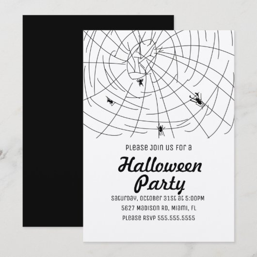 Halloween-Party Spider Wed Doodle Kraft Einladung (Vorne/Hinten)