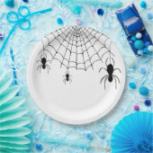 Halloween-Party Spiders Schwarz-weiß Pappteller (Party)