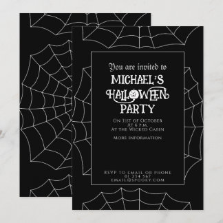 Halloween-Party Spinnennetz schwarz und weiß Einladung