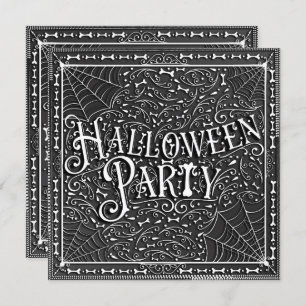 Halloween-Party Spinnennetze Schwarz-weiß Einladung