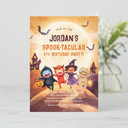 Halloween Party Spooktacular Einladung (Stehend Vorderseite)