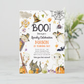 Halloween Party Spooky Celebration Boy Birthday Einladung (Stehend Vorderseite)