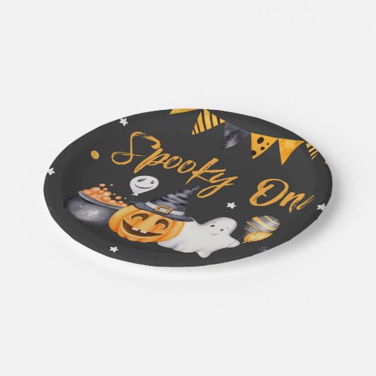 Halloween-Party Spooky Feier Geburtstag Pappteller (Schrägansicht)