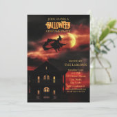 Halloween-Party Spooky House und Hexeneinladung (Stehend Vorderseite)