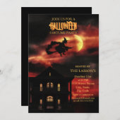 Halloween-Party Spooky House und Hexeneinladung (Vorne/Hinten)