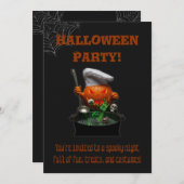 Halloween-Party - Spooky Pumpkin Koch Cauldron Einladung (Vorne/Hinten)