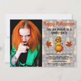 Halloween-Party Spooky Pumpkin Mann mit Korbhut Einladung