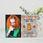 Halloween-Party Spooky Pumpkin Mann mit Korbhut Einladung (Stehend Vorderseite)