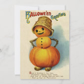 Halloween-Party Spooky Pumpkin Mann mit Korbhut Einladung (Rückseite)