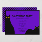 Halloween-Party Spooky Schwarze Katzen glänzende A Einladung (Vorne/Hinten)