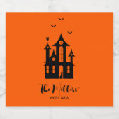 Halloween-Party Spooky Spuk House Orange Black Bierflaschenetikett (Einzelnes Label)