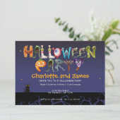 Halloween-Party Spooky Typografie Personalisiert Einladung (Stehend Vorderseite)
