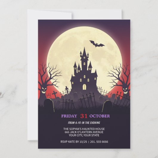 Halloween-Party Spuk Castle Einladung (Vorderseite)