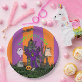 Halloween-Party Spuk House, Black Cat und Ghost Pappteller (Party)