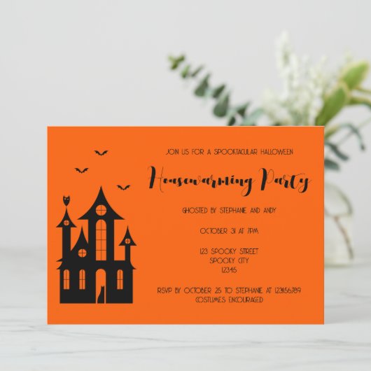 Halloween Party Spuk House Black I Einladung (Stehend Vorderseite)