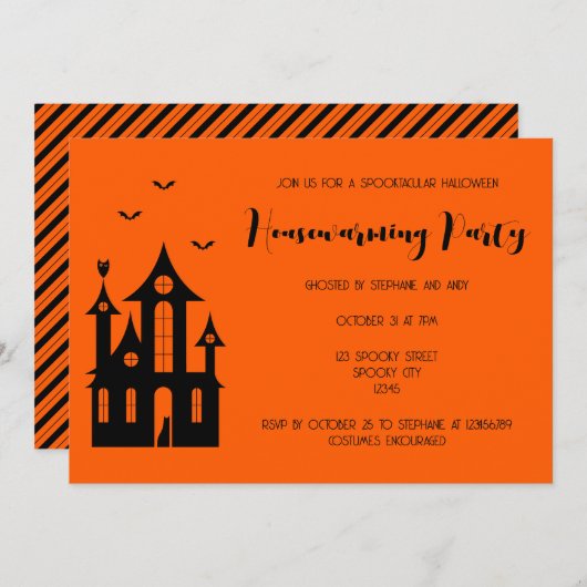 Halloween Party Spuk House Black I Einladung (Vorne/Hinten)