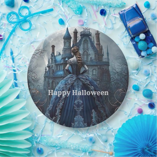 Halloween-Party Spuk House Blue Night Beängstigend Pappteller (Party)