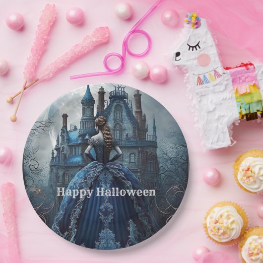 Halloween-Party Spuk House Blue Night Beängstigend Pappteller (Party)