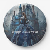 Halloween-Party Spuk House Blue Night Beängstigend Pappteller (Vorderseite)